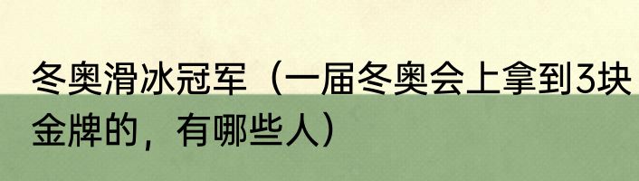 冬奥滑冰冠军（一届冬奥会上拿到3块金牌的，有哪些人）