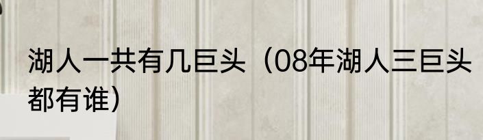湖人一共有几巨头（08年湖人三巨头都有谁）