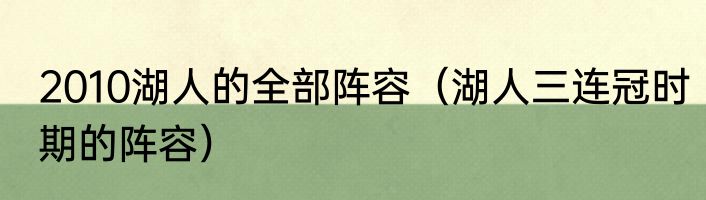 2010湖人的全部阵容（湖人三连冠时期的阵容）