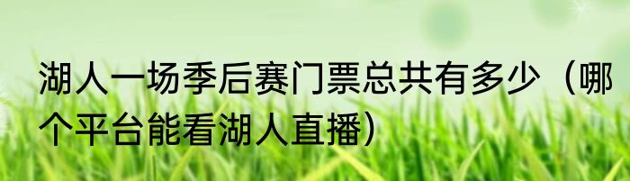 湖人一场季后赛门票总共有多少（哪个平台能看湖人直播）