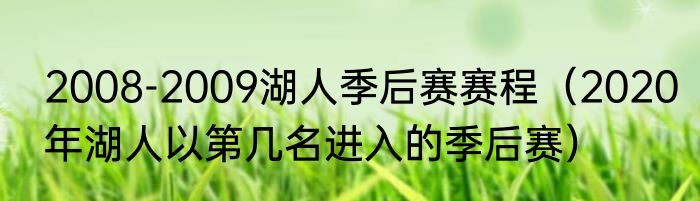 2008-2009湖人季后赛赛程（2020年湖人以第几名进入的季后赛）