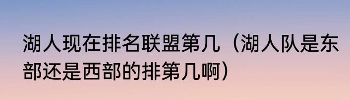 湖人现在排名联盟第几（湖人队是东部还是西部的排第几啊）