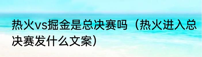 热火vs掘金是总决赛吗（热火进入总决赛发什么文案）