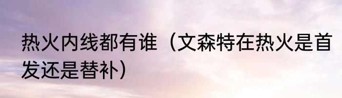 热火内线都有谁（文森特在热火是首发还是替补）