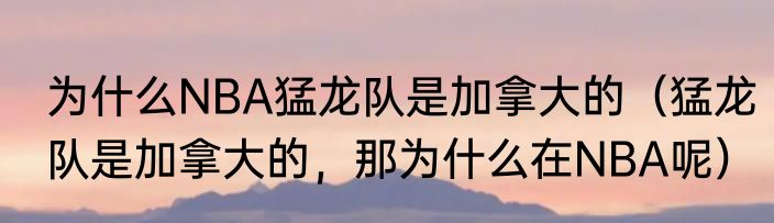 为什么NBA猛龙队是加拿大的（猛龙队是加拿大的，那为什么在NBA呢）