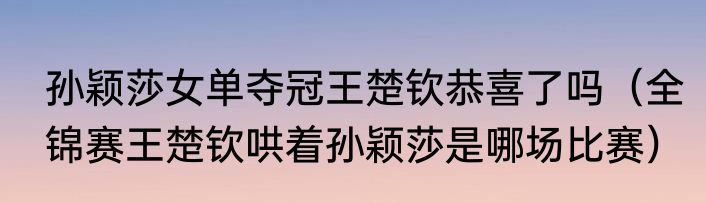 孙颖莎女单夺冠王楚钦恭喜了吗(全锦赛王楚钦哄着孙颖莎是哪场比赛)