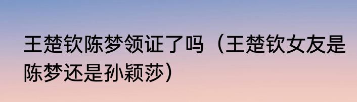 王楚钦陈梦领证了吗（王楚钦女友是陈梦还是孙颖莎）