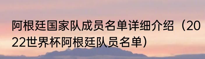 阿根廷国家队成员名单详细介绍（2022世界杯阿根廷队员名单）