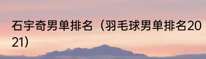 石宇奇男单排名（羽毛球男单排名2021）