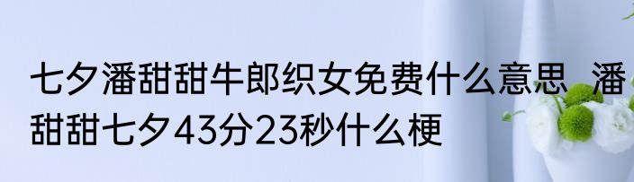 七夕潘甜甜牛郎织女免费什么意思  潘甜甜七夕43分23秒什么梗