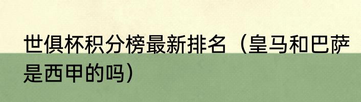 世俱杯积分榜最新排名（皇马和巴萨是西甲的吗）