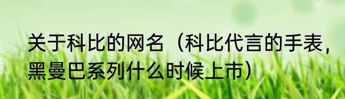 关于科比的网名（科比代言的手表，黑曼巴系列什么时候上市）