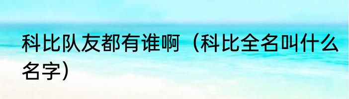 科比队友都有谁啊（科比全名叫什么名字）