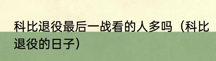 科比退役最后一战看的人多吗（科比退役的日子）