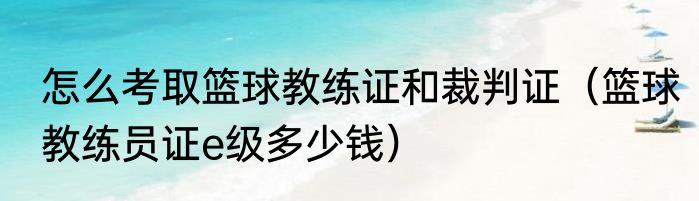 怎么考取篮球教练证和裁判证（篮球教练员证e级多少钱）