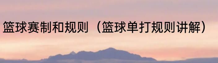 篮球赛制和规则（篮球单打规则讲解）