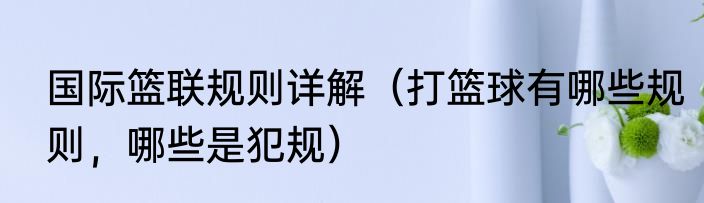 国际篮联规则详解（打篮球有哪些规则，哪些是犯规）