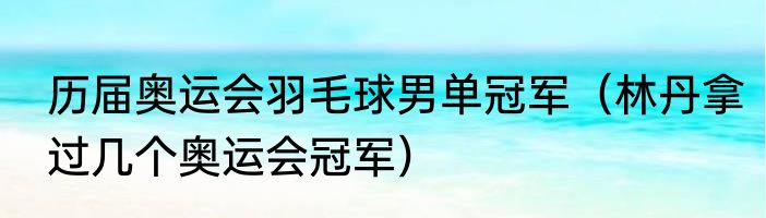 历届奥运会羽毛球男单冠军（林丹拿过几个奥运会冠军）