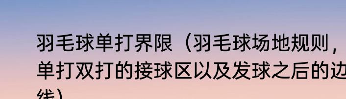 羽毛球单打界限（羽毛球场地规则，单打双打的接球区以及发球之后的边线）