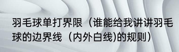 羽毛球单打界限（谁能给我讲讲羽毛球的边界线（内外白线)的规则）