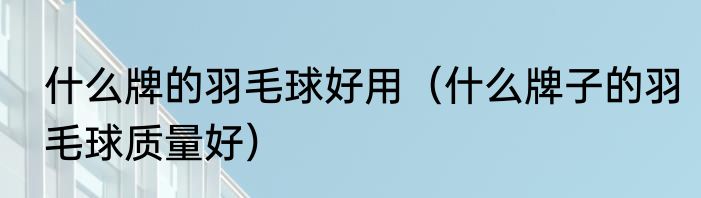 什么牌的羽毛球好用（什么牌子的羽毛球质量好）