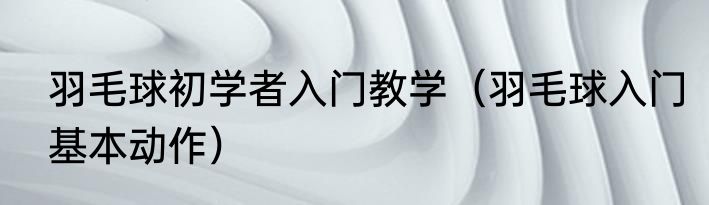 羽毛球初学者入门教学（羽毛球入门基本动作）