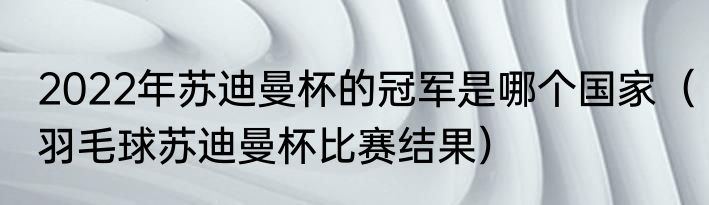2022年苏迪曼杯的冠军是哪个国家（羽毛球苏迪曼杯比赛结果）