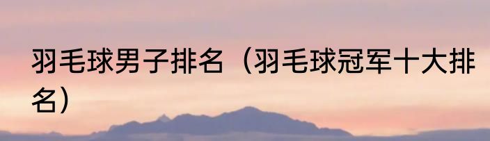 羽毛球男子排名（羽毛球冠军十大排名）