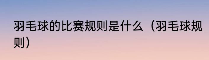 羽毛球的比赛规则是什么（羽毛球规则）