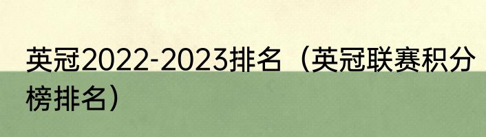 英冠2022-2023排名（英冠联赛积分榜排名）