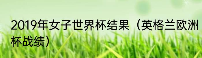 2019年女子世界杯结果（英格兰欧洲杯战绩）