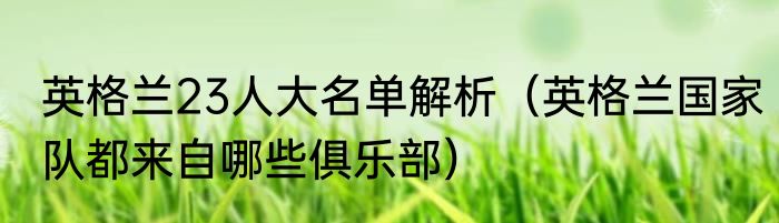英格兰23人大名单解析（英格兰国家队都来自哪些俱乐部）