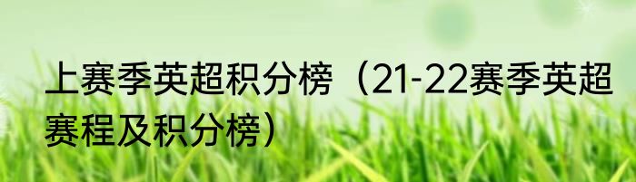 上赛季英超积分榜（21-22赛季英超赛程及积分榜）