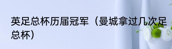 英足总杯历届冠军（曼城拿过几次足总杯）