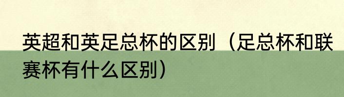 英超和英足总杯的区别（足总杯和联赛杯有什么区别）