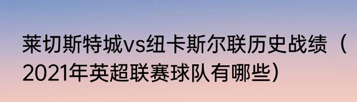 莱切斯特城vs纽卡斯尔联历史战绩（2021年英超联赛球队有哪些）