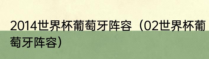 2014世界杯葡萄牙阵容（02世界杯葡萄牙阵容）