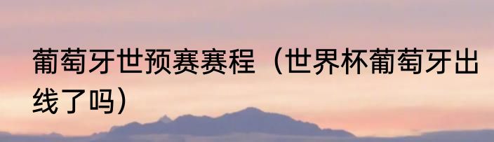 葡萄牙世预赛赛程(世界杯葡萄牙出线了吗)