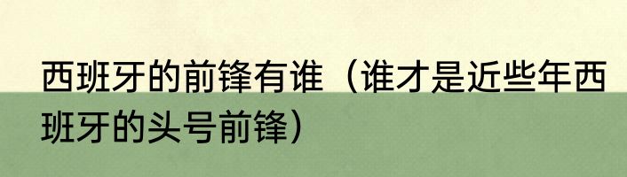 西班牙的前锋有谁（谁才是近些年西班牙的头号前锋）