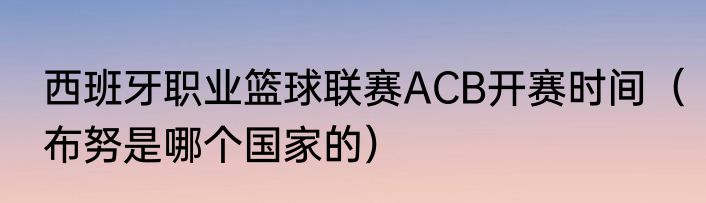 西班牙职业篮球联赛ACB开赛时间（布努是哪个国家的）