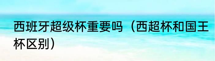 西班牙超级杯重要吗（西超杯和国王杯区别）