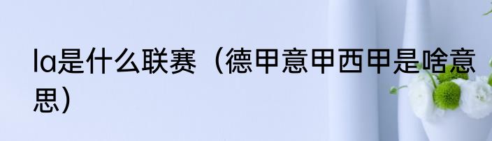 la是什么联赛（德甲意甲西甲是啥意思）