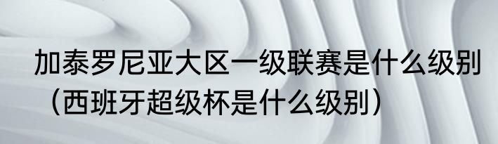 加泰罗尼亚大区一级联赛是什么级别（西班牙超级杯是什么级别）