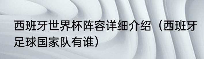 西班牙世界杯阵容详细介绍（西班牙足球国家队有谁）