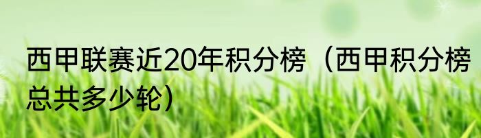 西甲联赛近20年积分榜（西甲积分榜总共多少轮）
