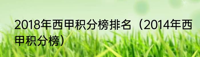 2018年西甲积分榜排名（2014年西甲积分榜）