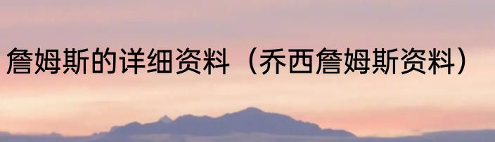 詹姆斯的详细资料（乔西詹姆斯资料）