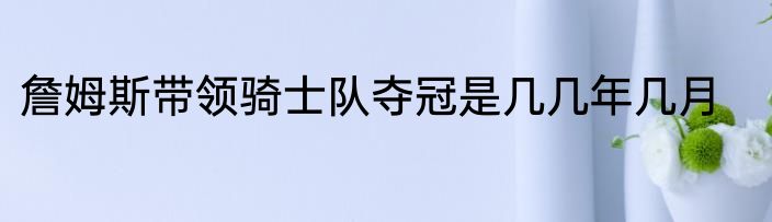 詹姆斯带领骑士队夺冠是几几年几月