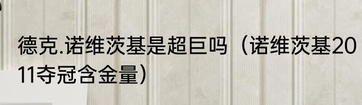 德克.诺维茨基是超巨吗（诺维茨基2011夺冠含金量）