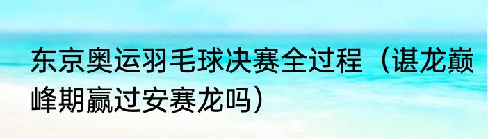 东京奥运羽毛球决赛全过程（谌龙巅峰期赢过安赛龙吗）
